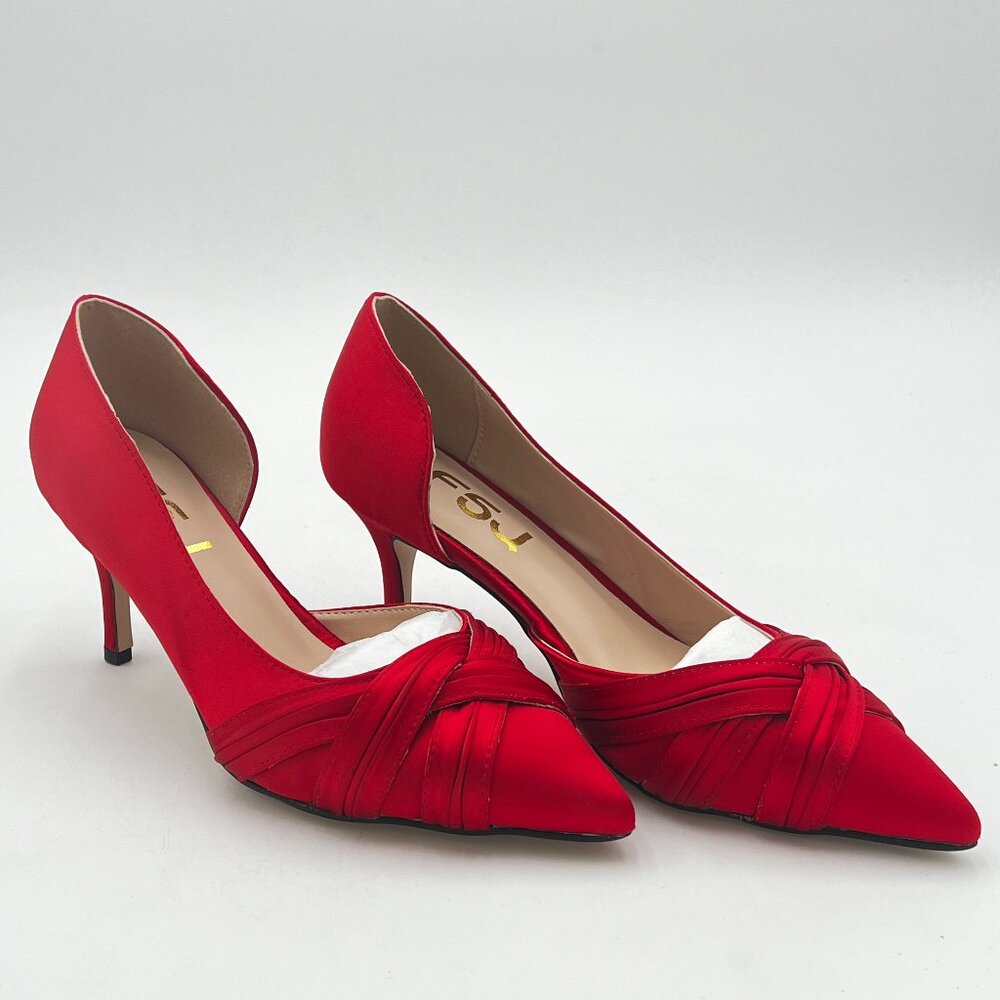 FSJ Scarlet Knotted Pointed Heels